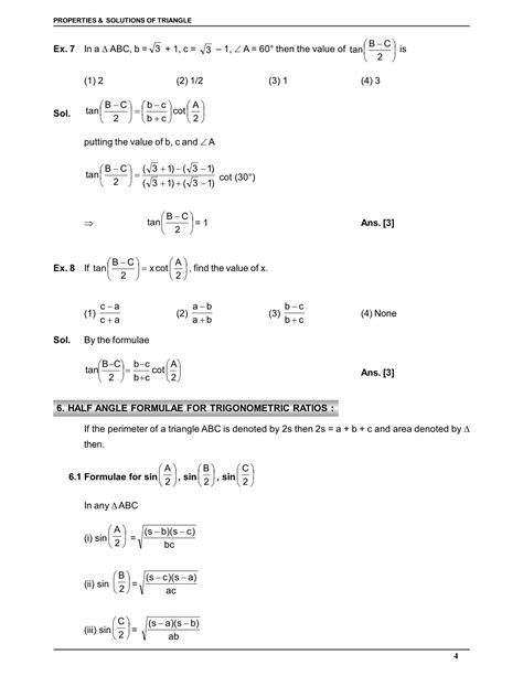 Properties and Solution of Triangle Notes for Class 12 & IIT JEE