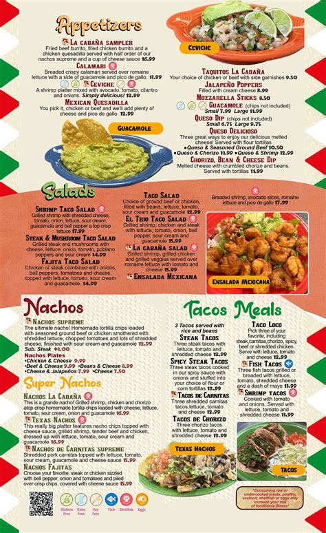 Menu - La Cabaña Mexican Restaurant
