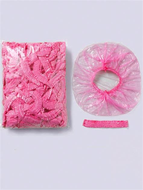 50/100pcs Plastic Disposable Shower Cap, Hair Dye Shower Cap, Plastic ...