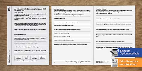 An Inspector Calls Act 1: Developing Language Skills