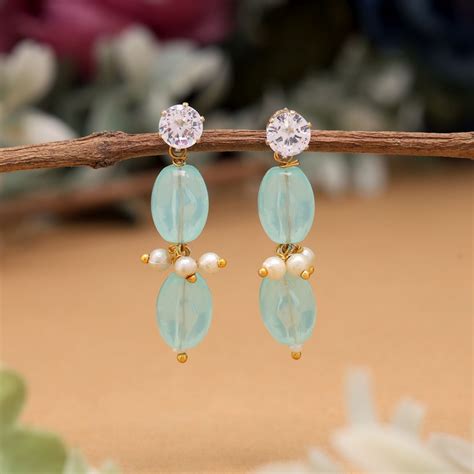 Graceful Sky Blue Color 12 Pair Of Fashion Earrings Designed For Elega ...