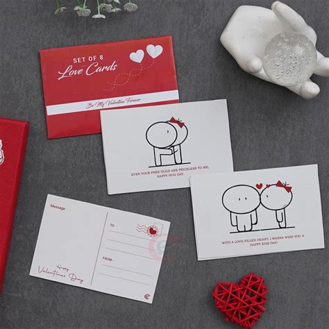 eCraftIndia Set of 8 Love Post Cards with Heartfelt Greetings| Greeting ...