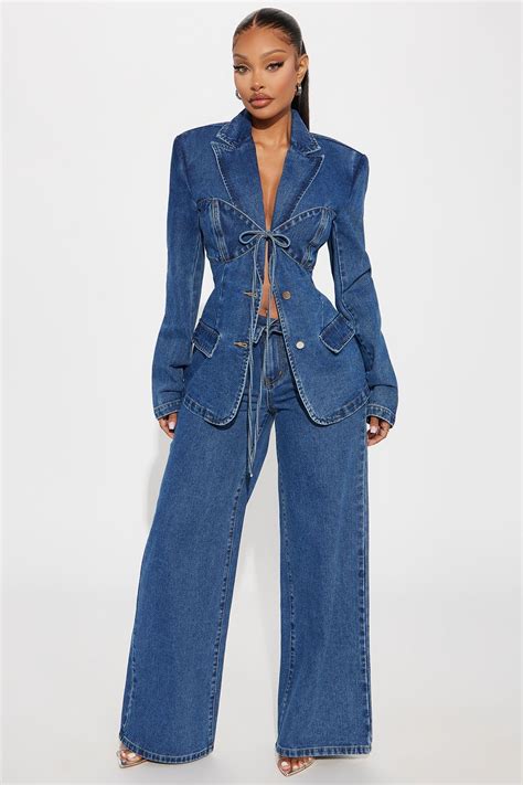 So Inspired Tie Front Denim Blazer Jacket - Medium Wash | Fashion Nova ...