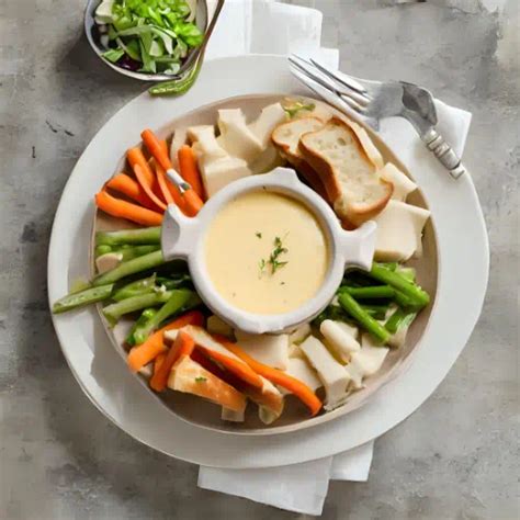 Fondue de Queso Mantecoso con Pan y Vegetales - recetas de quesos