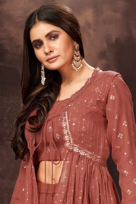 Buy Chestnut Brown Palazzo Suit 23473 Online | Karagiri