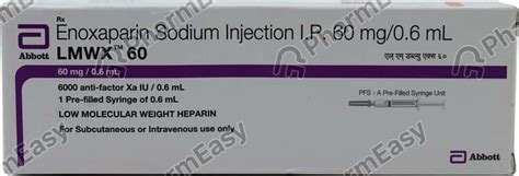 Lmwx 60 MG Injection (0.6): Uses, Side Effects, Price & Dosage | PharmEasy