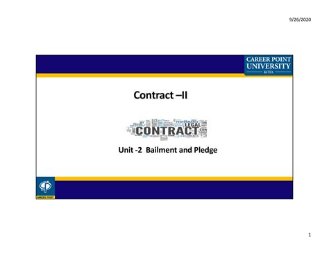Unit 2 Bailment 1 - Contract act notes - Contract –II Unit -2 Bailment ...