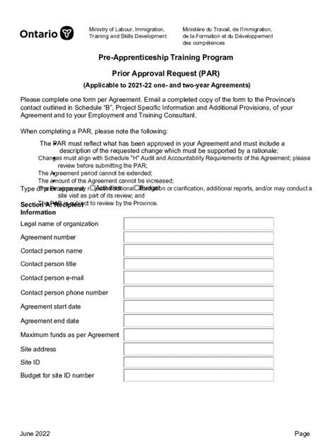 Fillable Online PRIOR APPROVAL REQUEST (PAR). Pre-Apprenticeship ...