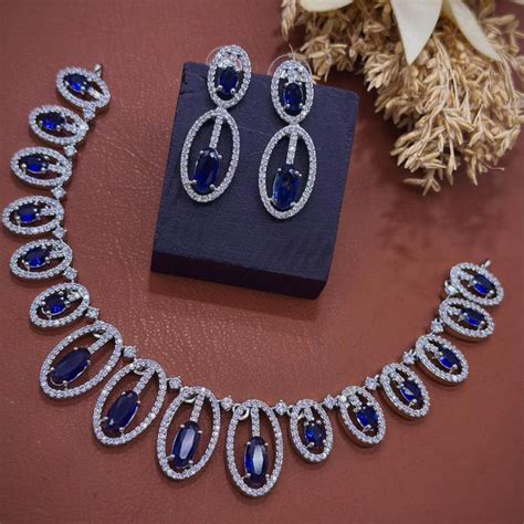 Akruti Collection Dazzling Sparkle American Diamond Necklace Set ...