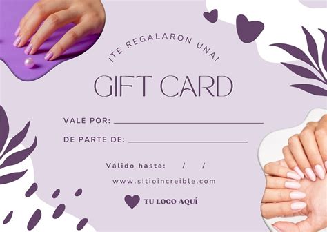 Certificado de Regalo Gift Card para Manicura Orgánico Lila - Templates ...