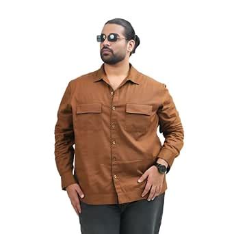LIBERATE Plus Size Shacket Style Shirt with Cuban Collar-Stylish Chest ...