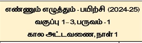 Ennum Ezhuthum - Term 1 - Training Schedule ~ Agri Info