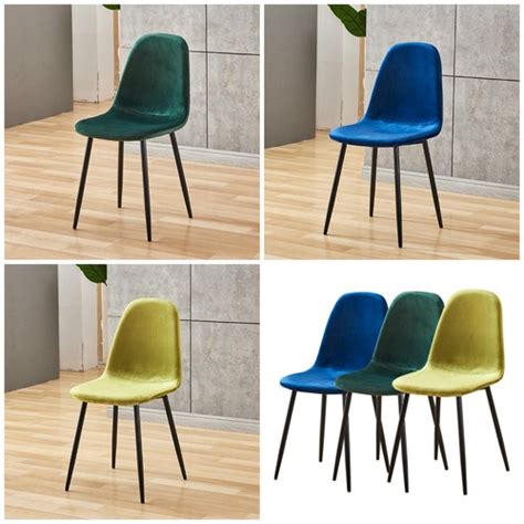 Buy Set of 4 Velvet Dining Chairs Kitchen Dining Room Beetles Backrest ...