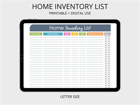 Image result for Printable Home Inventory