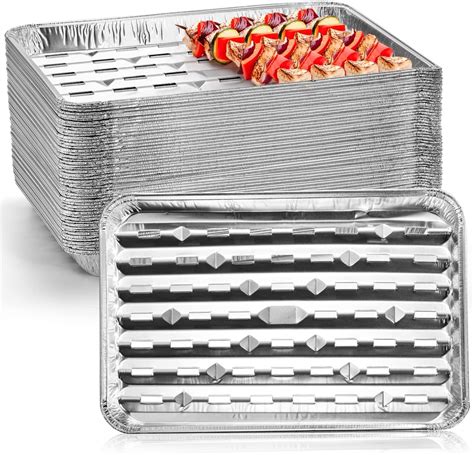 Amazon.com: PLASTICPRO 50 Pack Disposable Aluminum Grill Liners Toppers ...