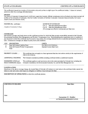 Fillable Online colorado 2Certificate Template -Rev-7.8.13 - Liability ...