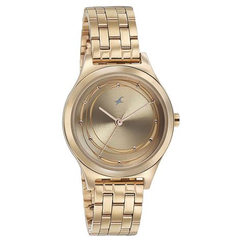 Buy Online Fastrack Style Up Golden Dial Stainless Steel Strap Watch ...