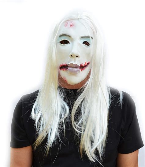 Buy Creepy Dead Girl Halloween Mask with Hair Costume Mask White Ghost ...