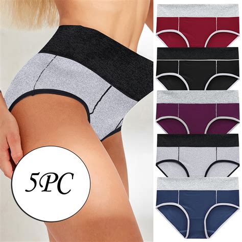 Levmjia Plus Size Underwear Women Clearance 5PC Solid Color Patchwork ...