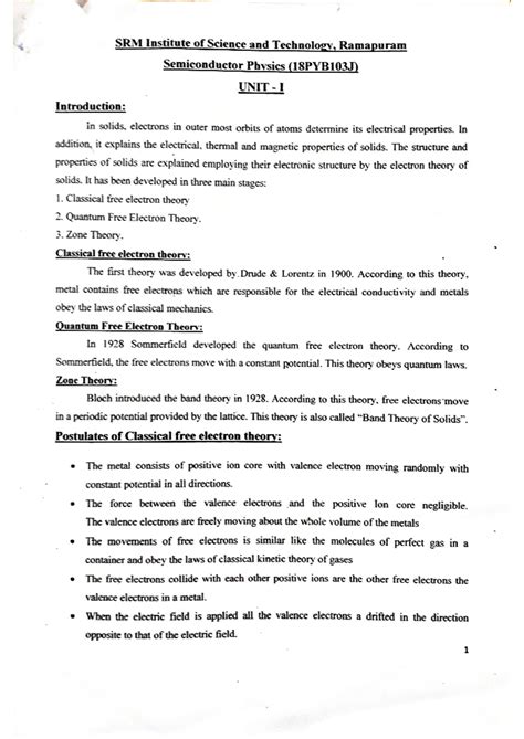 Unit-1 complete notes - Semiconductor physics and computational methods ...