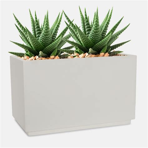 YUCCABE ITALIA Stone Rectangular Planter Box Tray (24x13 Inches, White ...