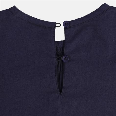 Girls Navy Blue Woven Top