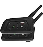 amiciAuto Ejeas V6 Pro Helmet Bluetooth Headset for 6 Riders, Headphone ...