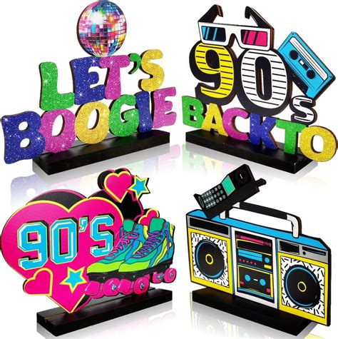 Amazon.com: 90s Party Decorations 4Pcs 90s Table Centerpieces Retro ...