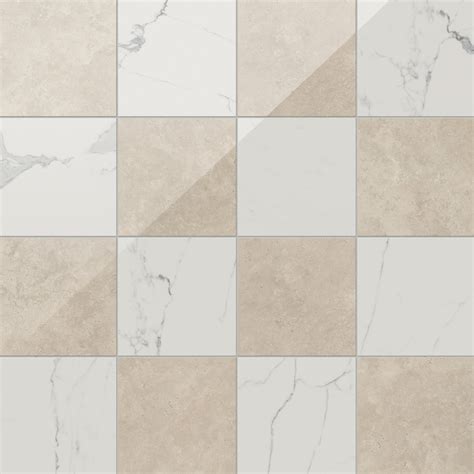 Leona 12x12 Checkerboard Polished Porcelain Tile in Calacatta and ...