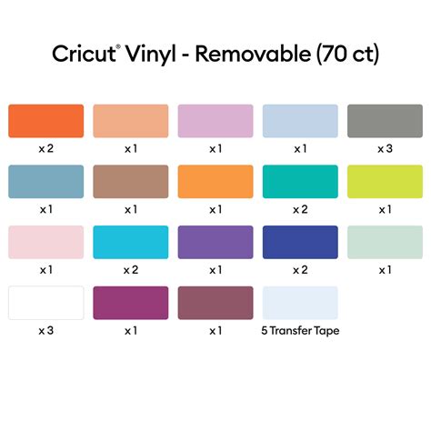 Buy Cricut Removable Vinyl 70ct Ultimate Sampler with Standard Grip Mat ...