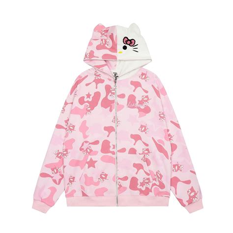 Hello Kitty Camouflage Hoodie - Yellow / L | Hello kitty clothes, Kitty ...