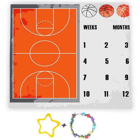Growing Gifts Baby Monthly Milestone Blanket, 40x40in, Basketball Court ...