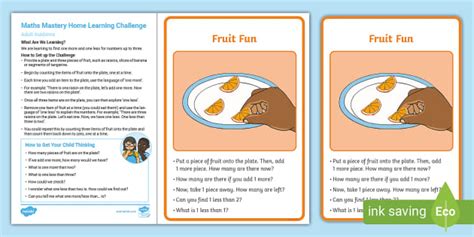 👉 Maths One More and One Less to Three Home Learning Fruit Fun