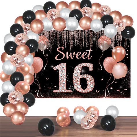 Amazon.com: Sweet 16th Birthday Banner Decorations with Confetti ...