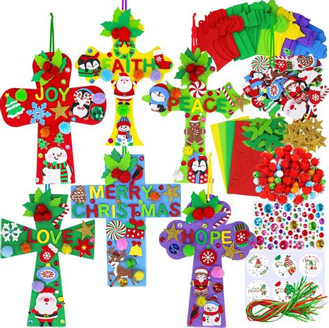 Amazon.com: Winlyn 24 Sets Christmas Craft Kits DIY Christmas Cross ...