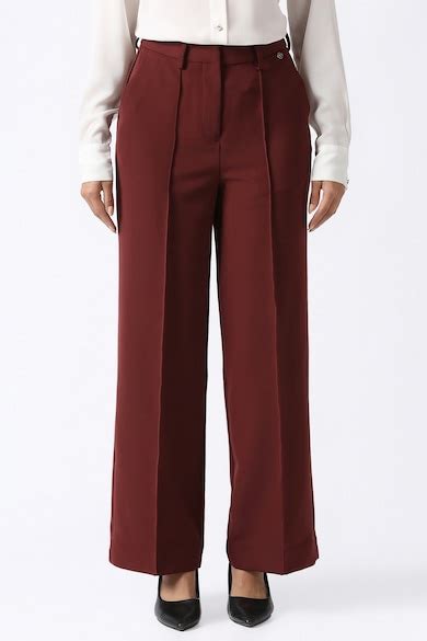 Buy Women Maroon Solid Formal Trousers Online - 40052766 | Van Heusen