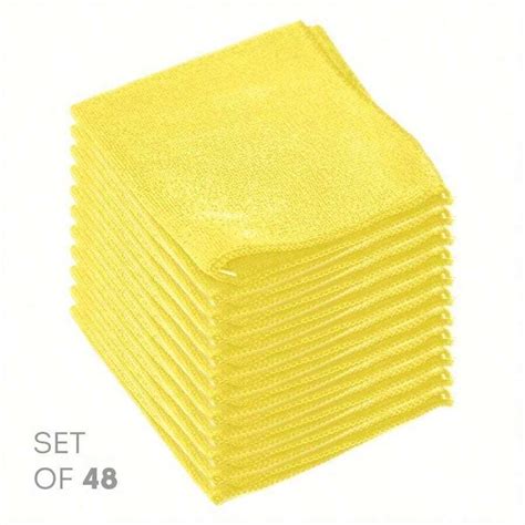 Super Soft Microfiber Cleaning Cloth - Set Of 48 Yellow Washcloths - 12 ...