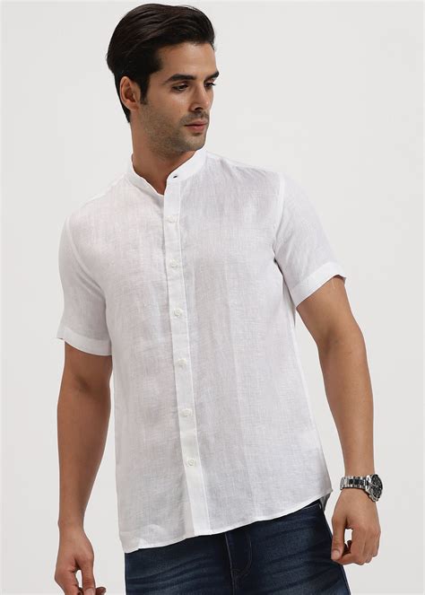 White Half Sleeve Shirts for Men | Chinese Collar – Linen Trail