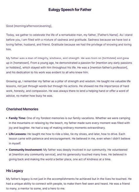 Good Eulogy Examples