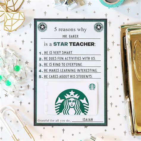 Teacher Appreciation Printables Starbucks