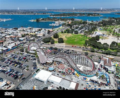 Aerial view of Belmont Park, an amusement park built in 1925 on the ...
