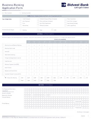 Business Banking Application Form - Blank Fillable Template | Fill Out ...