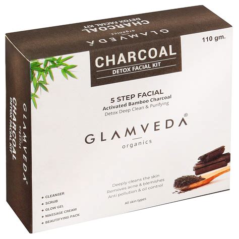 GLAMVEDA Charcoal Purifying & Detox 5 Step Facial Kit 110g| Anti ...