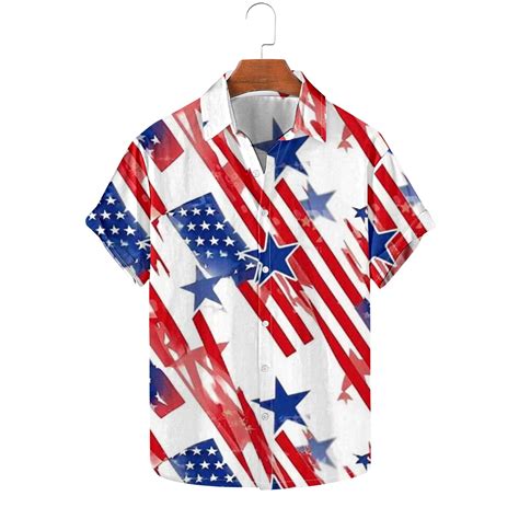 American Flag Shirts for Men Patriotic Shirt Mens Red White and Blue ...