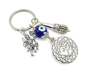 Jaz? Feng Shui Evil Eye-Nazar Suraksha Kavach Key Ring with Hanuman Ji ...