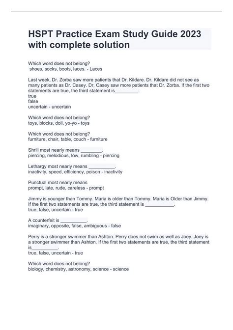 HSPT Practice Exam Study Guide 2023 with complete solution - HSPT ...