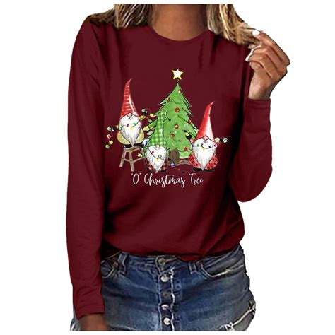 Lolmot Merry Christmas Shirt for Women Xmas Holiday Tshirt Funny ...