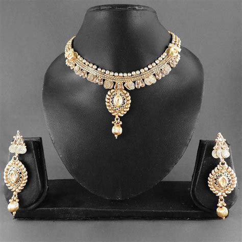 JewelMaze Copper Gold Plated Necklace Set