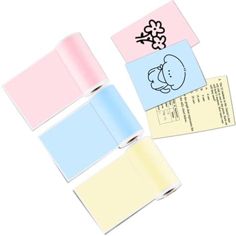 Zeitel® Thermal Printer Sticker Paper 3 Roll 57 * 25mm (Pink/Blue/Yell ...