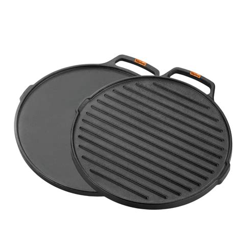 Buy MANTURAJ Pre-Seasoned Cast Iron 2 in 1 Grill and Griddle Pan | Cast ...